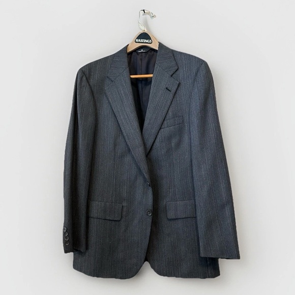 Chaps by Ralph Lauren Men’s 42R Blazer Sport Coat Wool Gray‎ Pinstripe USA Made - Picture 1 of 14